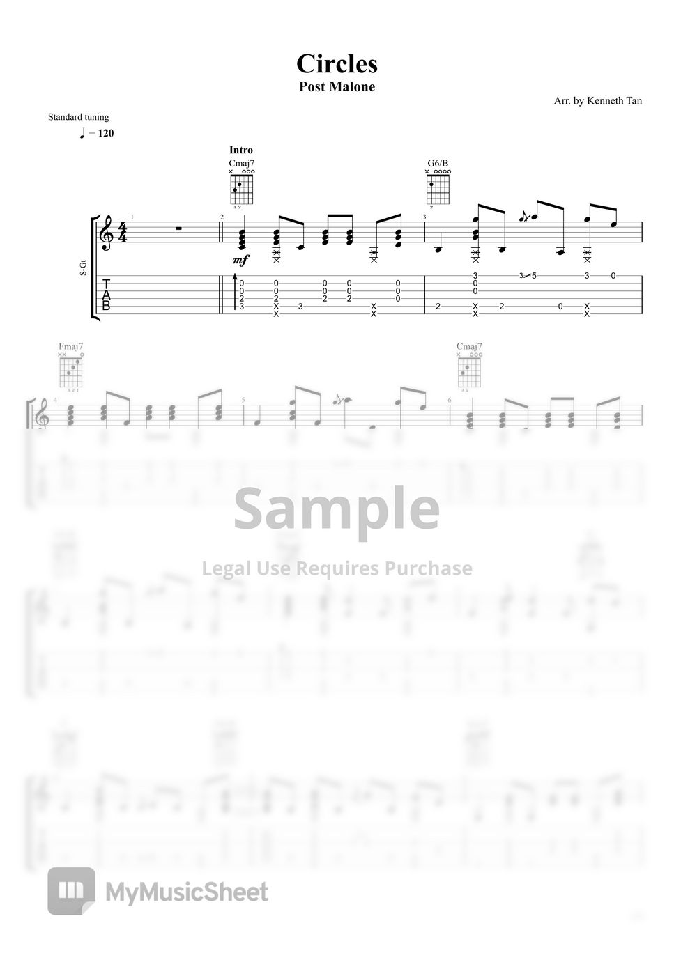 Post Malone Fingerstyle Guitar Circles Sheets by Acoustic