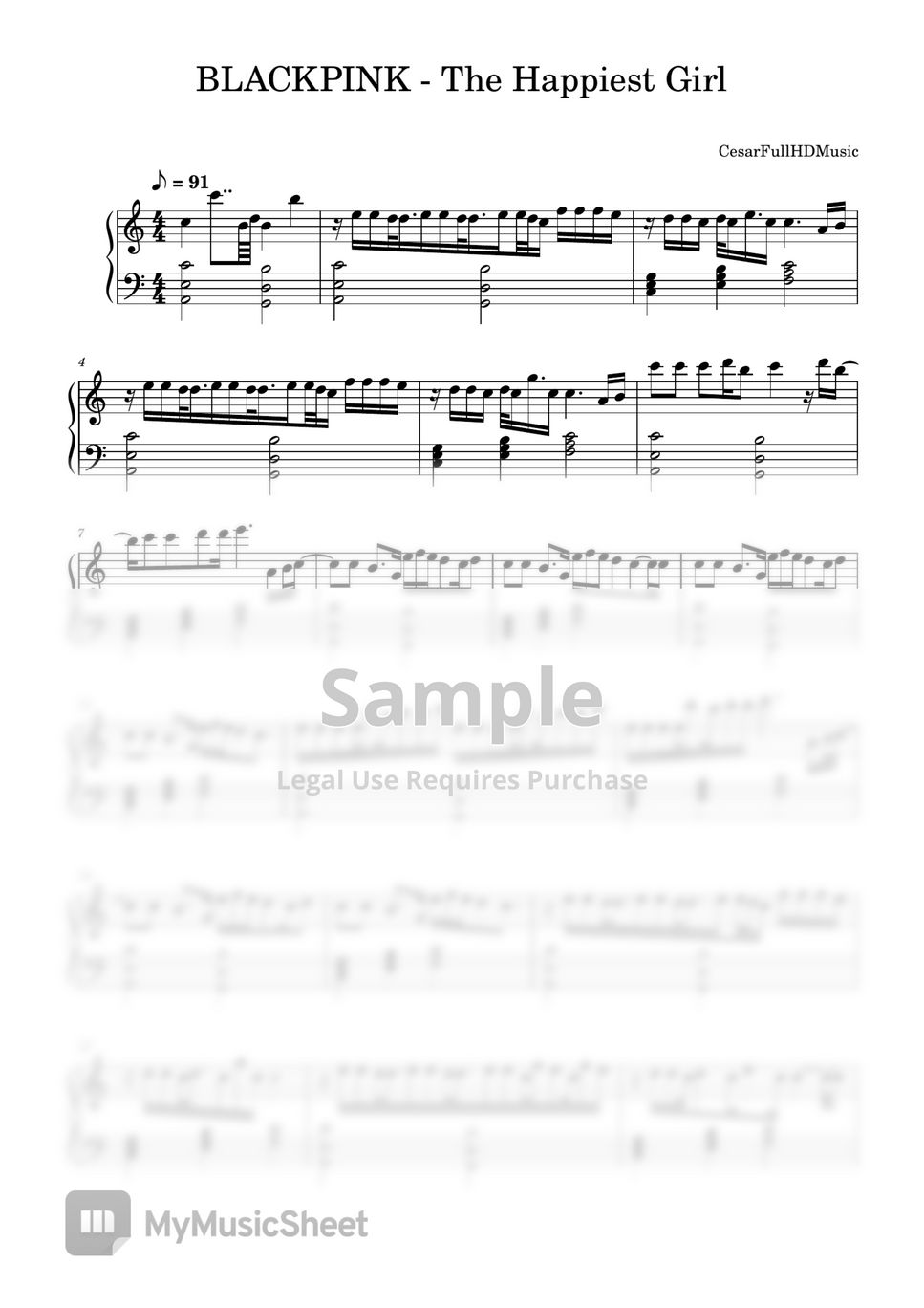 BLACKPINK The Happiest Girl Partitura