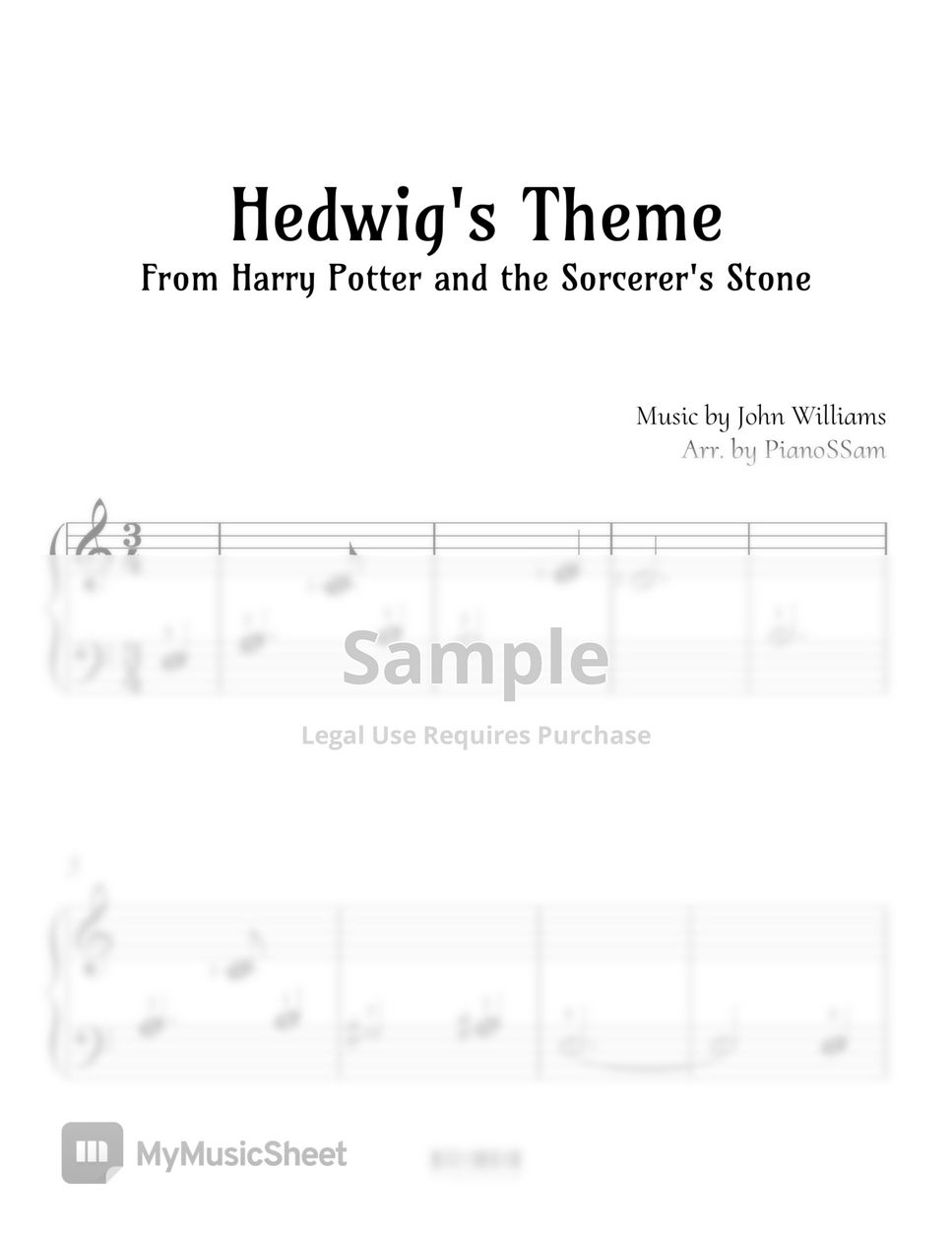 John Williams - [Beginner] Hedwig's Theme (Harry Potter) by PianoSSam