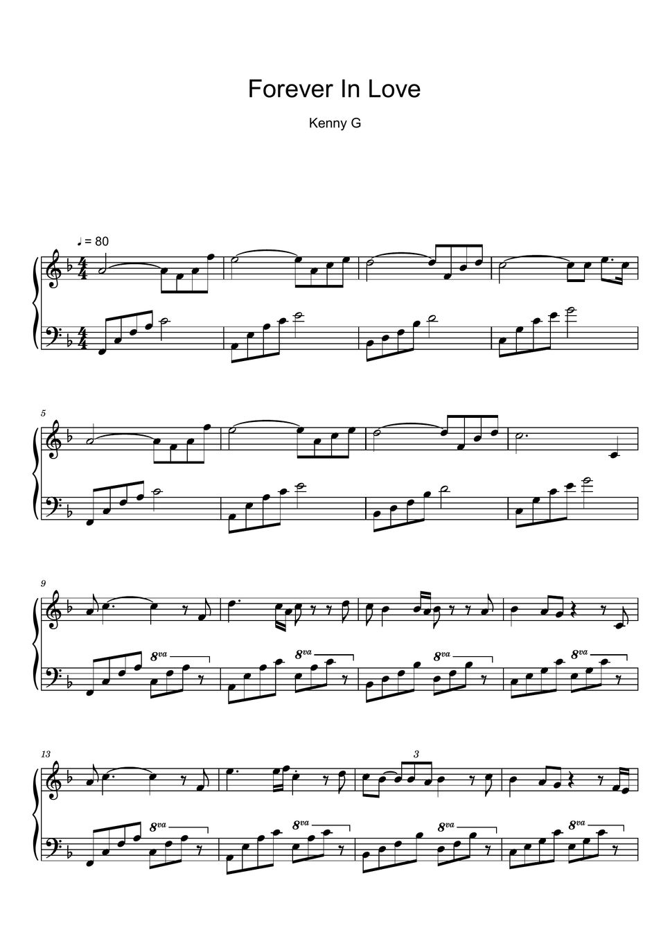 Kenny G Forever In Love (Sheet Music, MIDI,) Sheet by Roxette