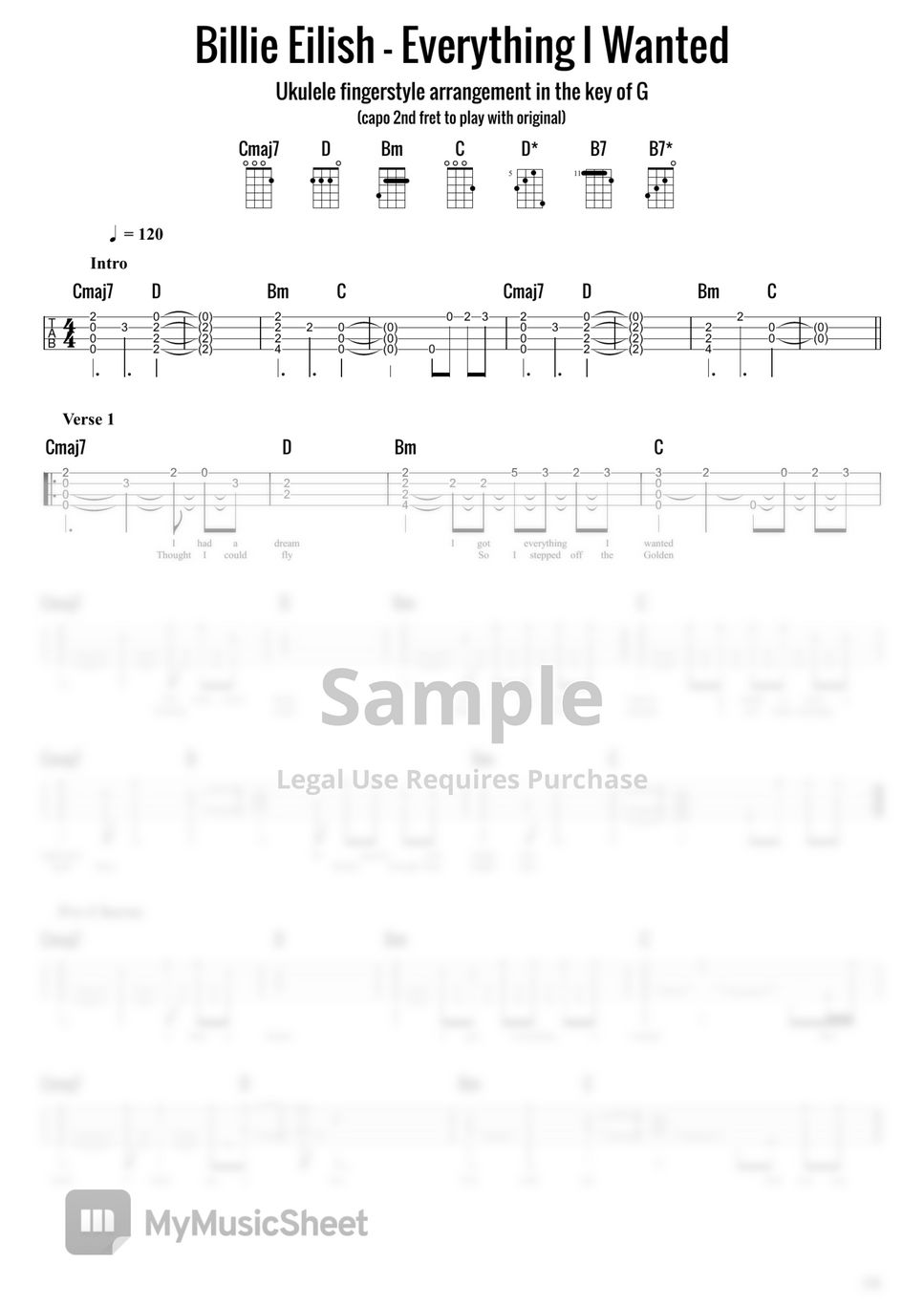 Billie Eilish Everything I Wanted (Fingerstyle) Sheets by Vasko