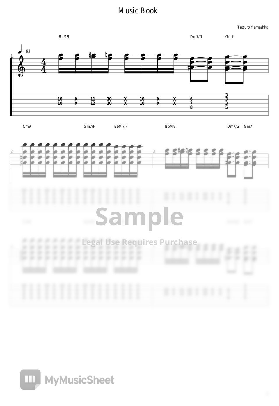 山下達郎 - Music Book Tab + 1staff by guitar cover with tab