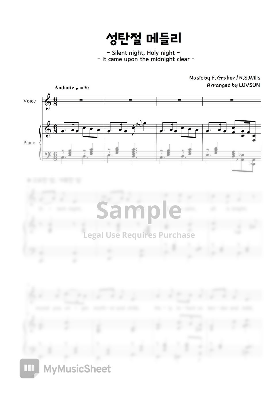 f-gruber-r-s-wills-christmas-hymns-medley-melody-piano-ver-w-eng