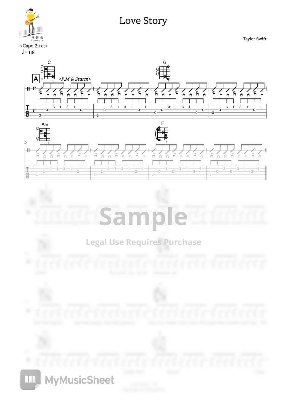 Taylor Swift - Love Story (Guitar TAB) Sheets by 서동욱