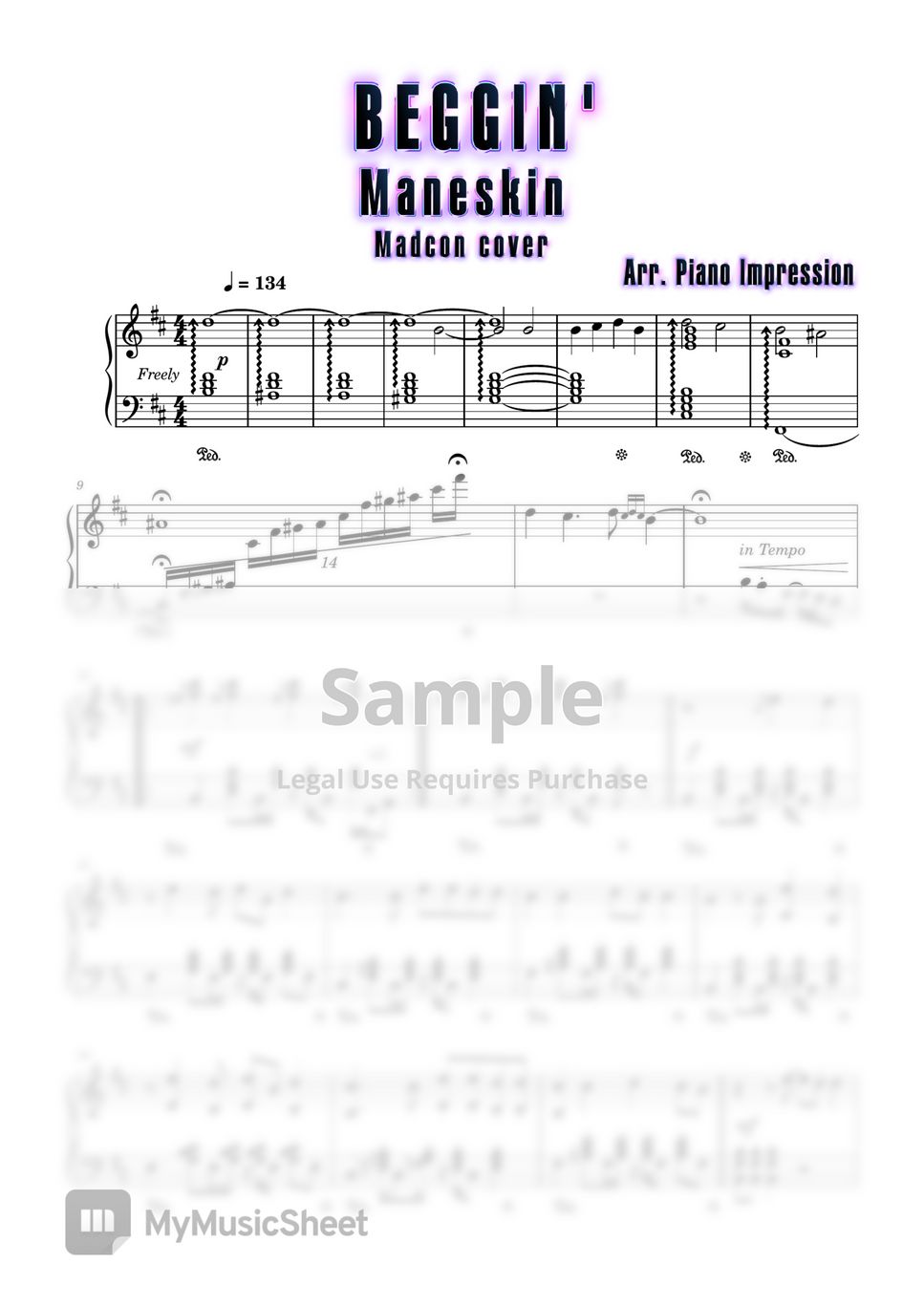 Maneskin - Beggin' (Madcon cover) by Piano Impression
