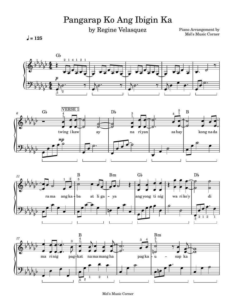 Regine Velasquez - Pangarap Ko Ang Ibigin Ka (piano sheet music) by Mel's Music Corner