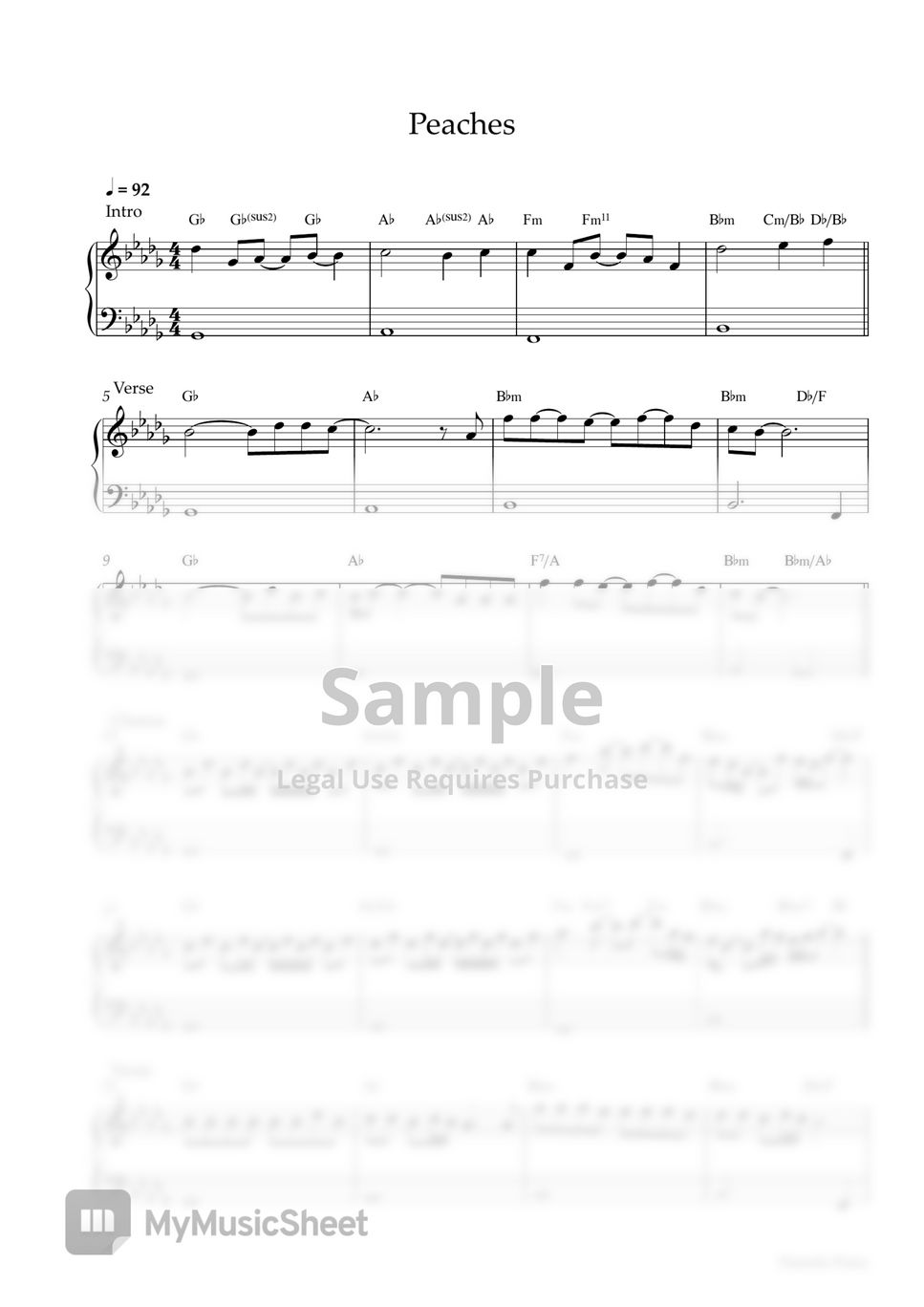 Peaches (arr. BTmusic) Sheet Music | Jack Black | Easy Piano