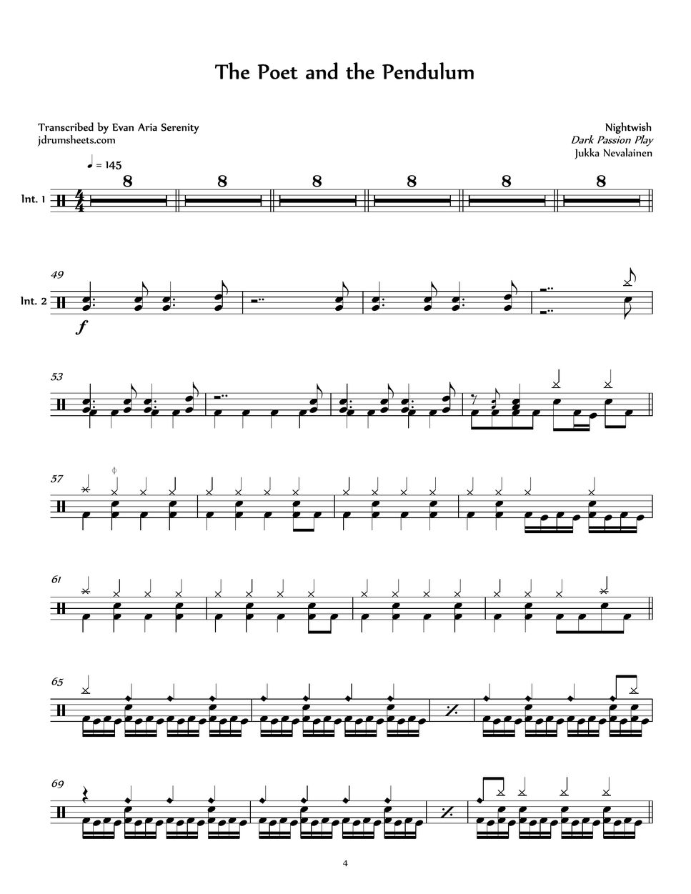 Nightwish - The Poet and the Pendulum by Jaslow Drum Sheets