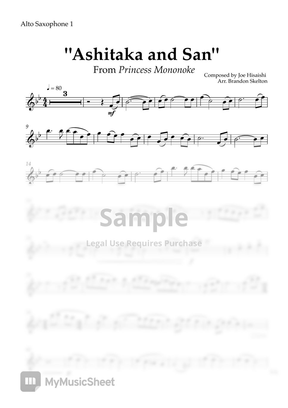 Princess Mononoke - Ashitaka and San (Alto Saxophone Solo) by Brandon Skelton