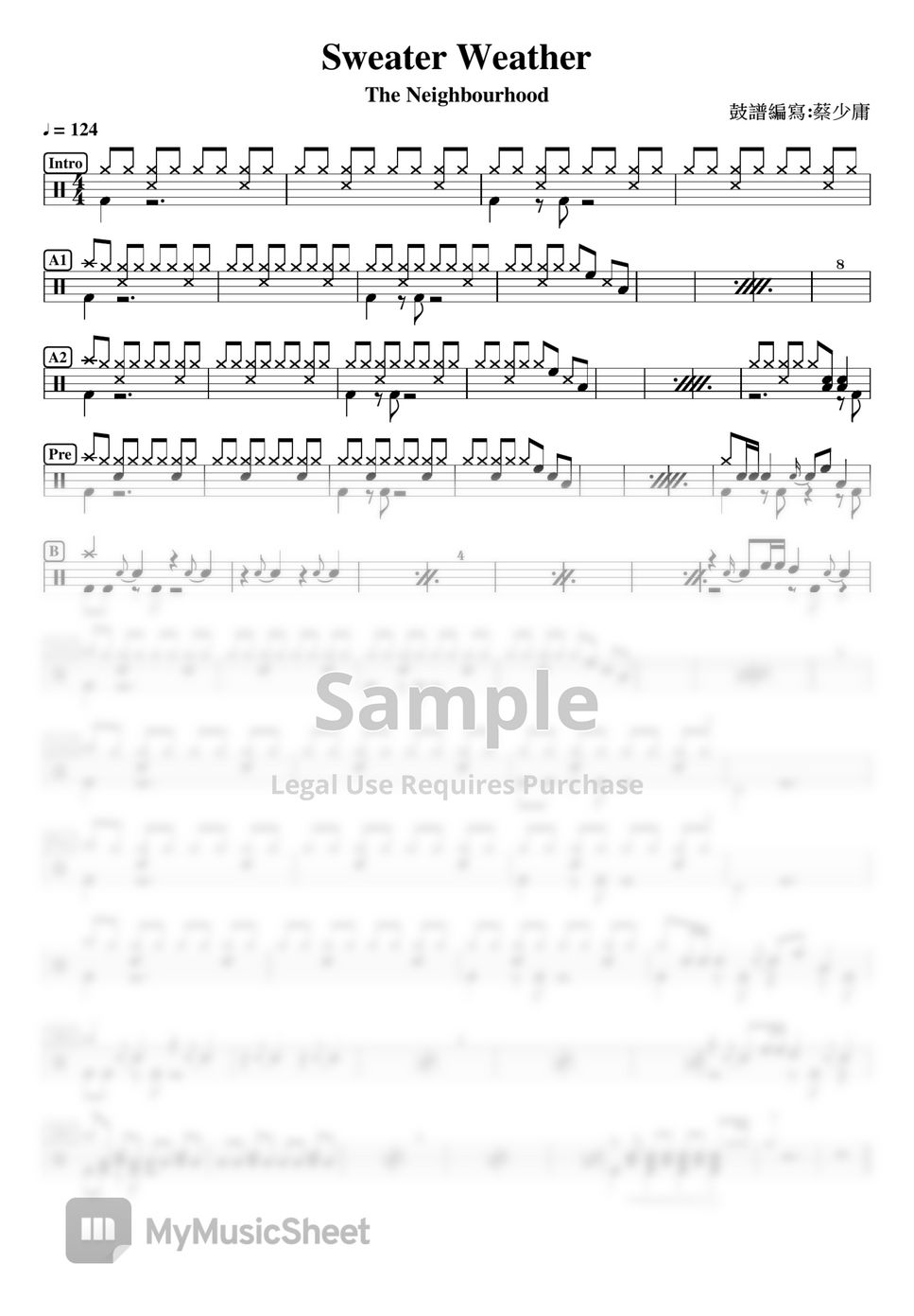 Sweater Weather - The Neighbourhood - Drum Sheet Music