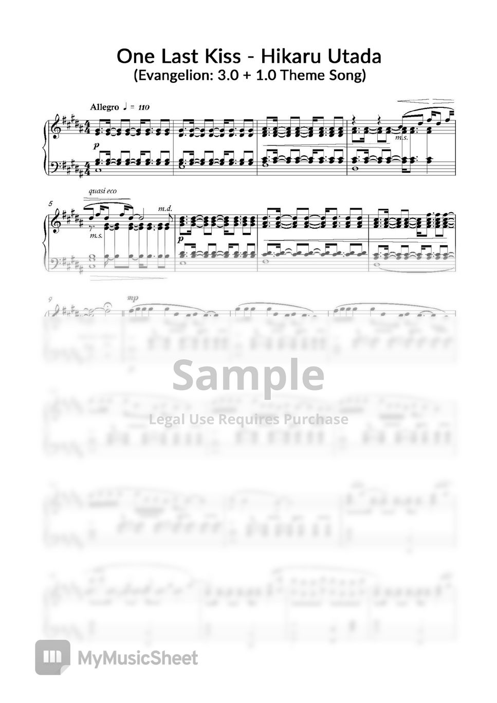 Hikaru Utada - One Last Kiss - Hikaru Utada (Evangelion 3.0 + 1.0 Theme Song) Piano by BWC Piano Tutorial