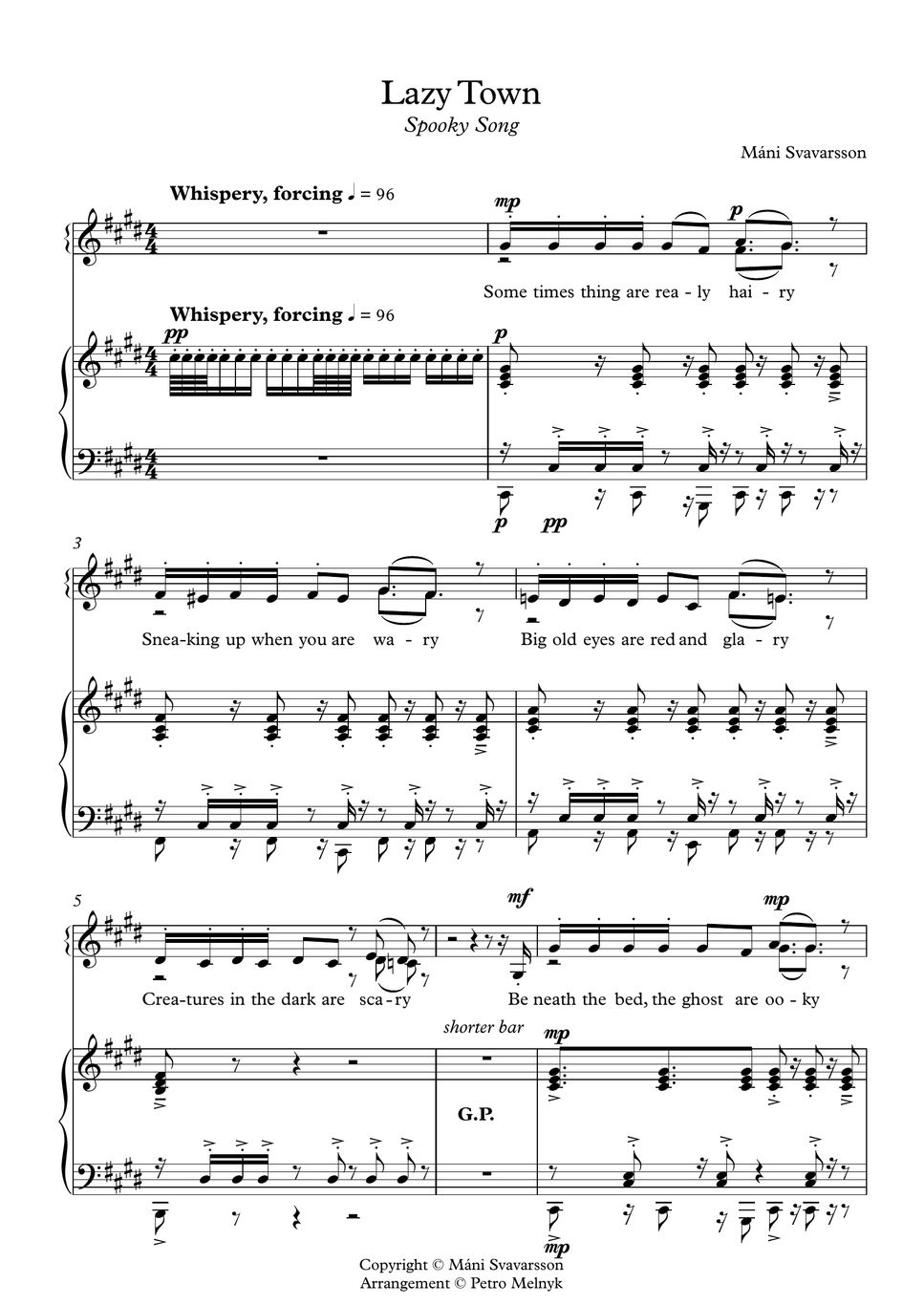 Spooky Song LazyTown piano cover Sheets by Petro Melnyk