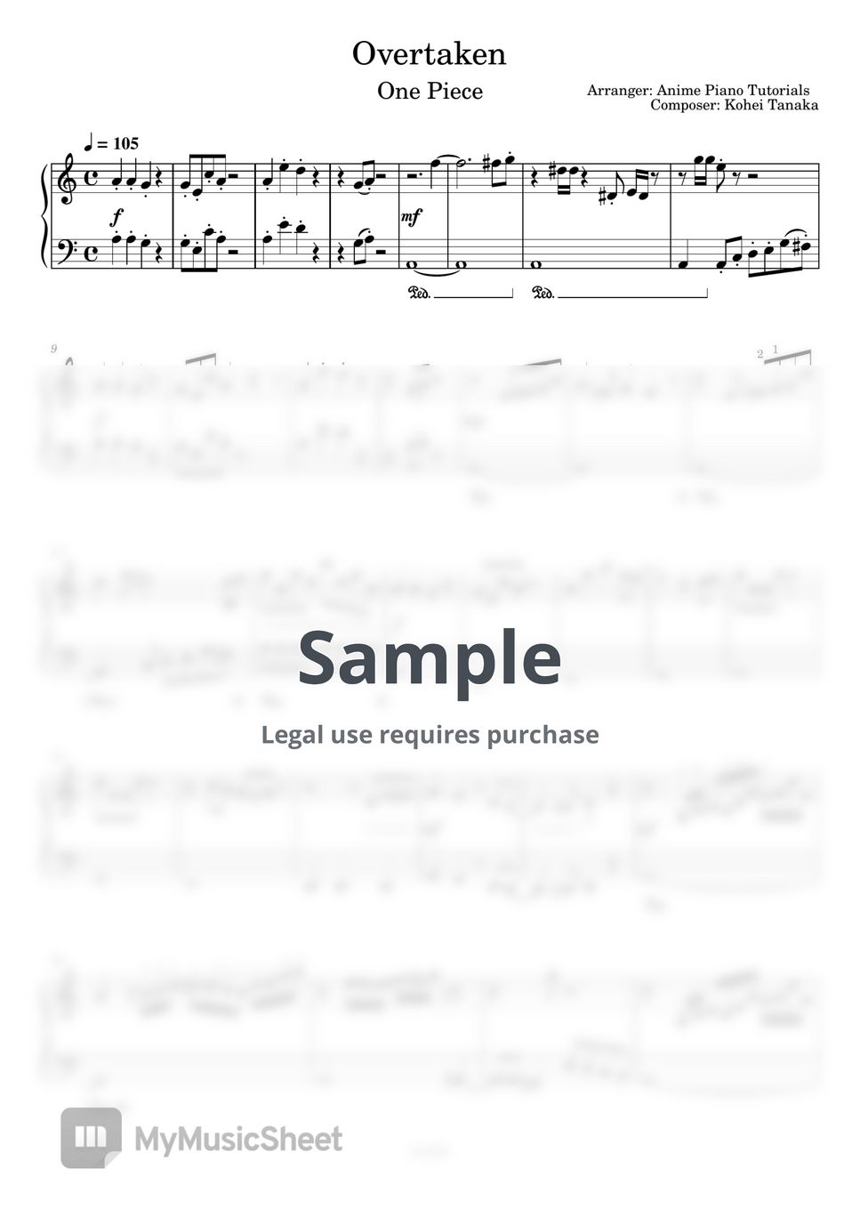 Kohei Tanaka Overtaken One Piece OST Partition musicale by Anime