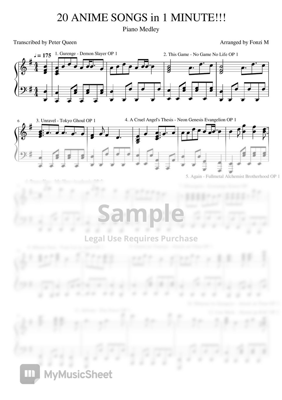 Various Artists - 20 ANIME SONGS in 1 Minute Piano Medley by Fonzi M