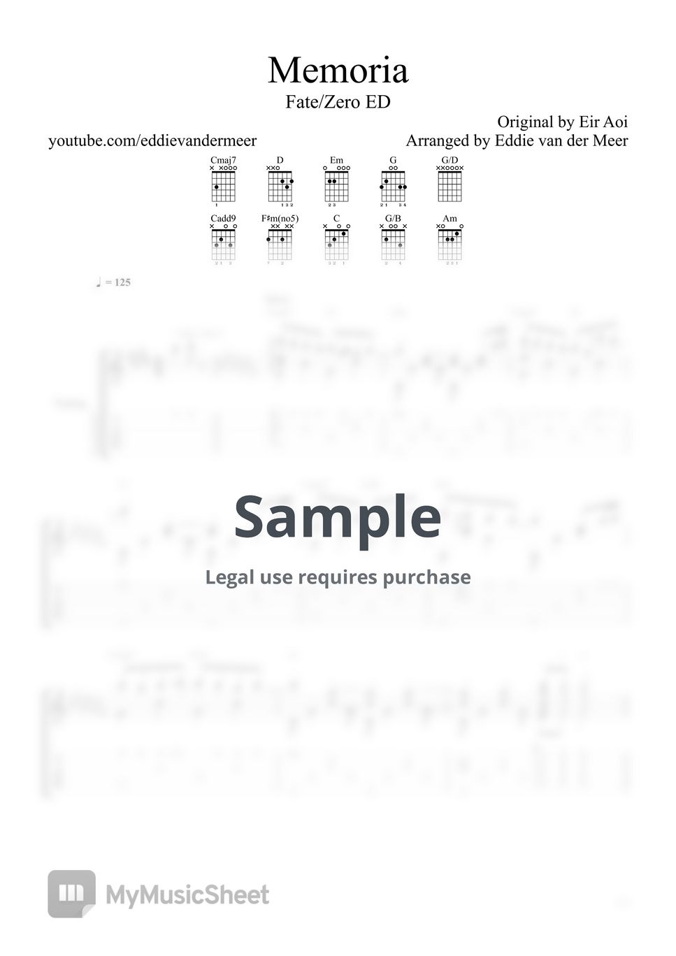 Eir Aoi - Memoria (Fate/Zero ED) TAB+1 Staff by Eddie van der Meer