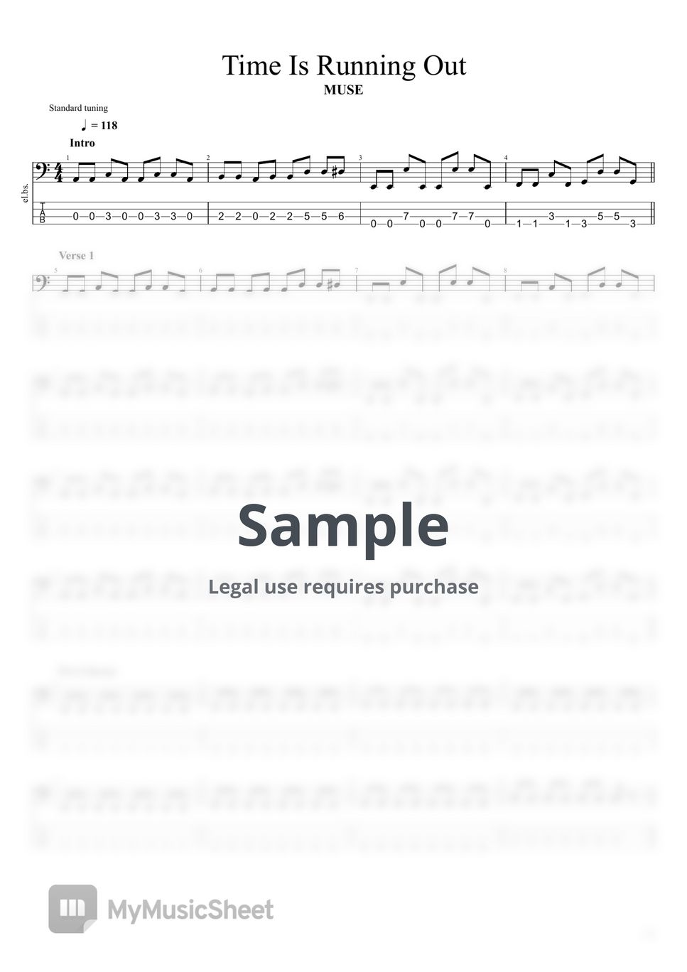 MUSE Time Is Running Out Tab + 1staff by TUNA CRACKER