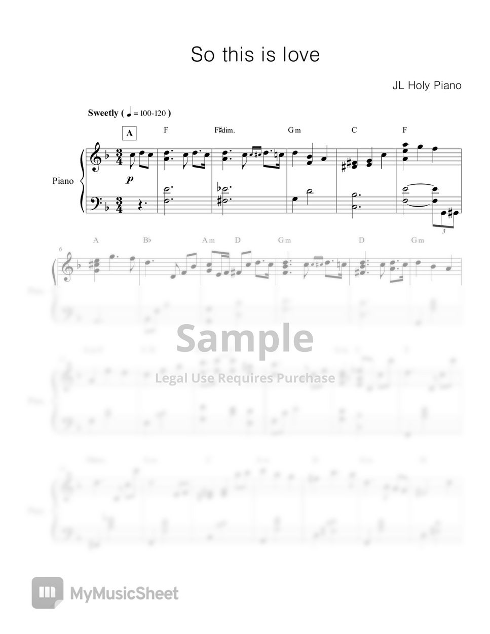 JL Holy Piano - so this is love Sheets by JL Holy Piano
