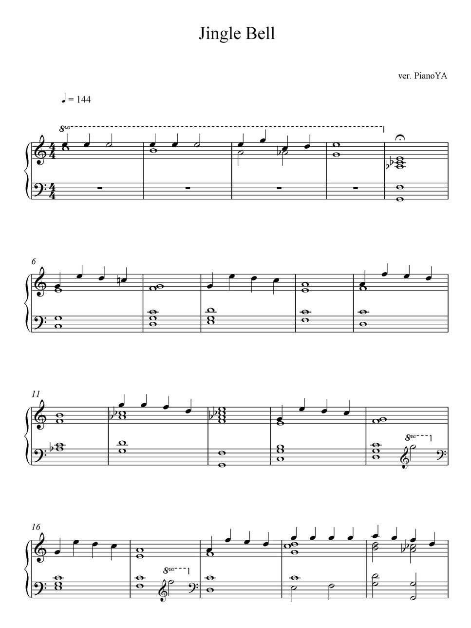 Christmas Carol - Jingle Bell Sheet by PianoYA