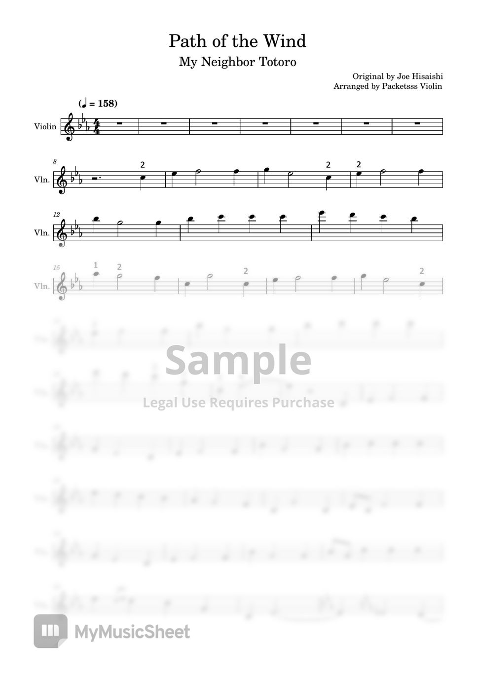 My Neighbor Totoro - Path of the Wind Sheets by Packetsss Violin