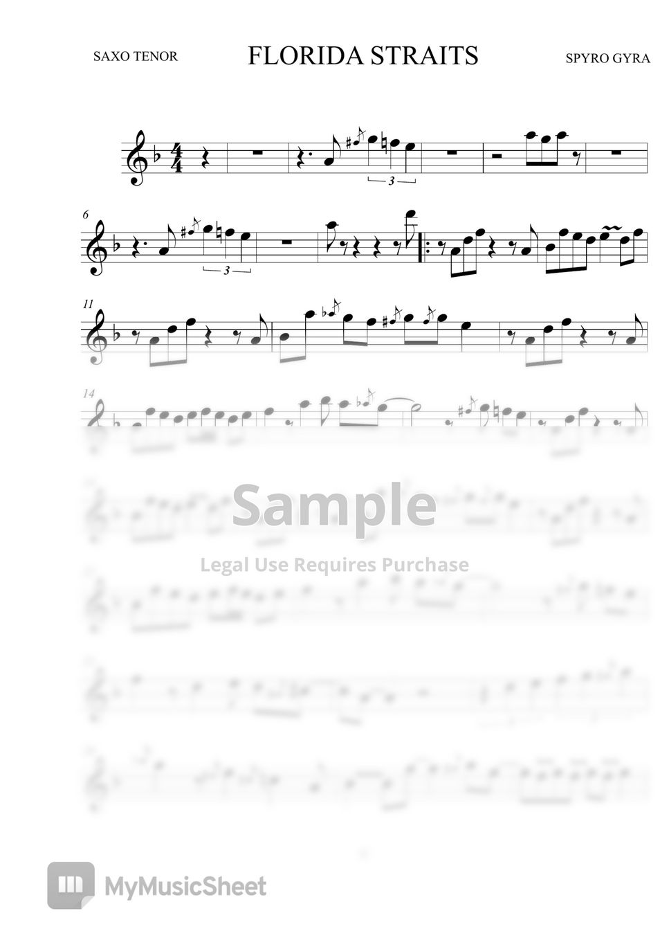 Florida Straits - Spyro Gyra (Tenor Sax Bb) Tenor Saxophone Sheet