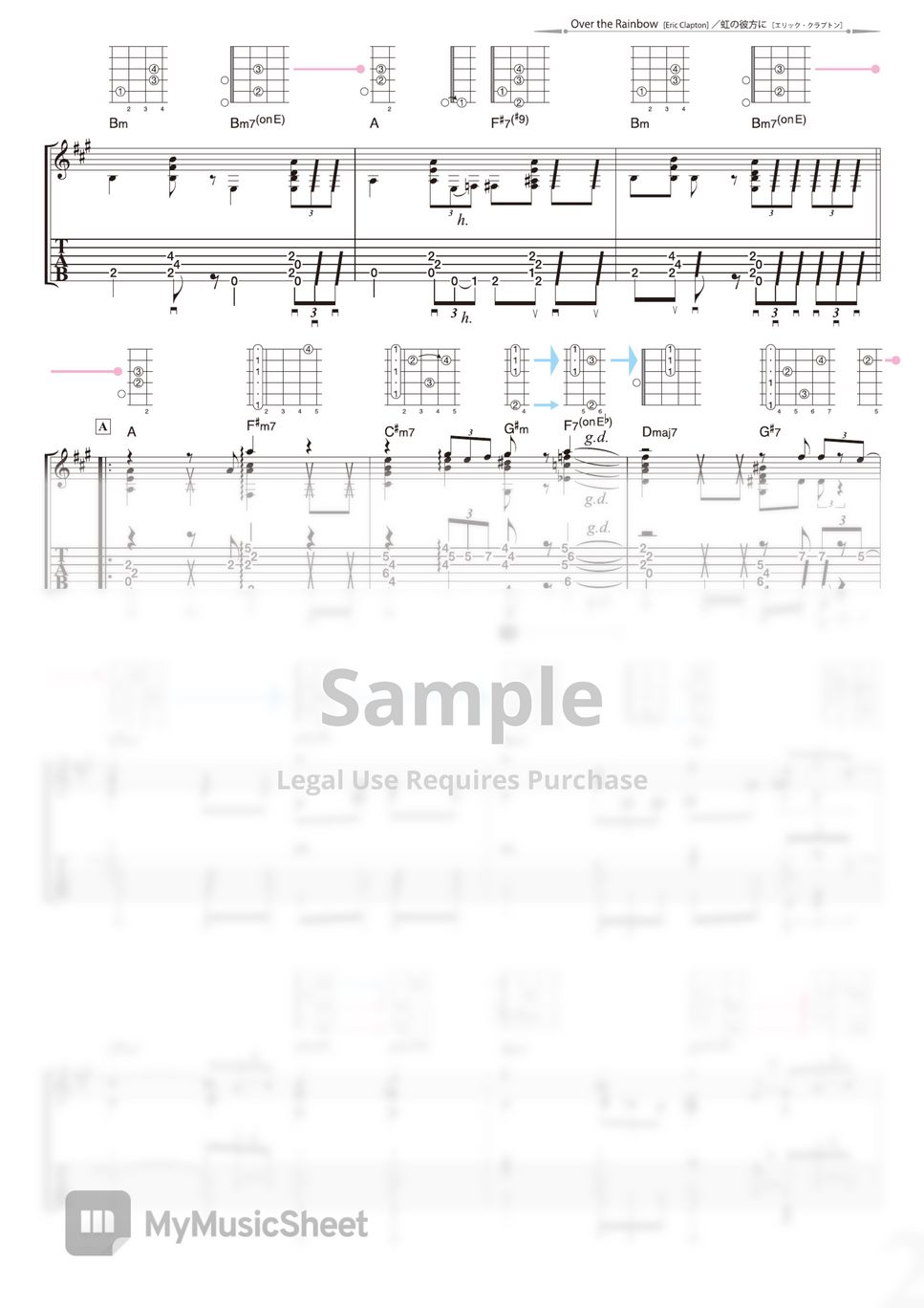 Eric Clapton Over the Rainbow (Solo Guitar) Tab + 1staff by Daisuke