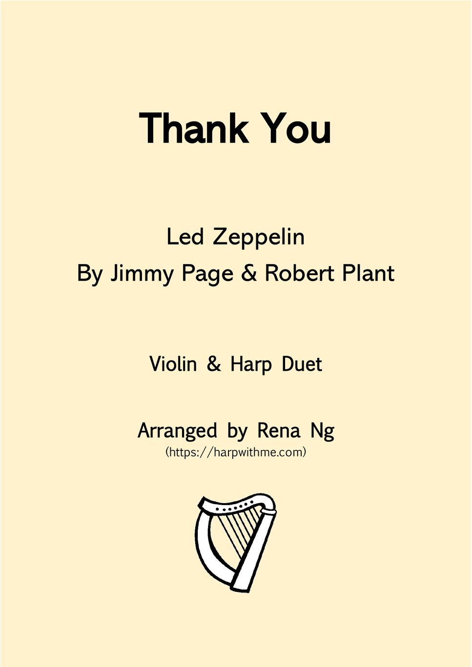 Led Zeppelin - Thank You (Violin & Harp) - Intermediate by Harp With Me
