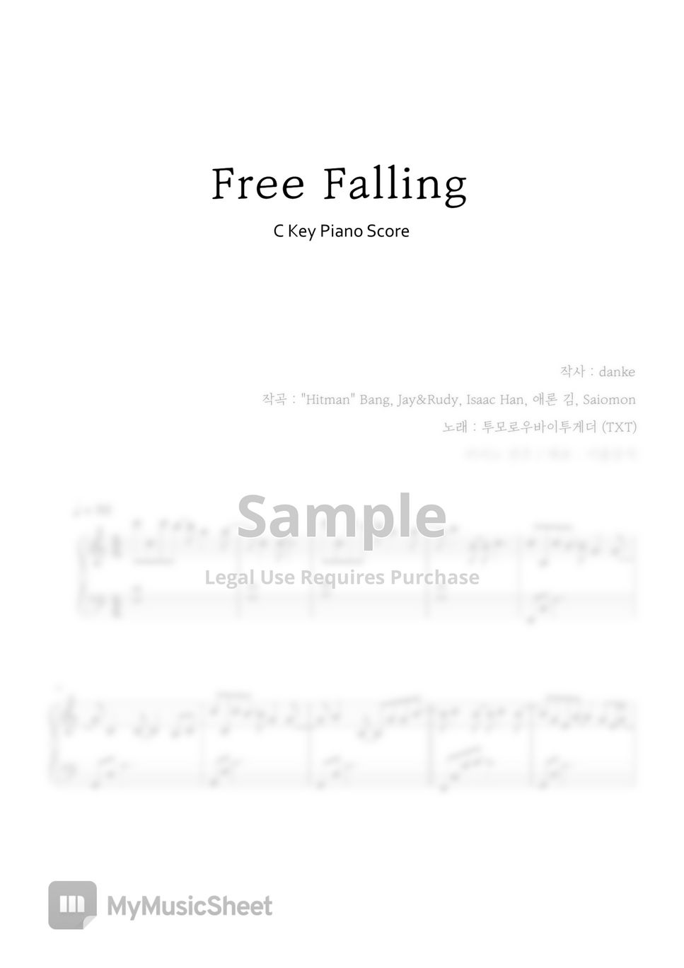 투모로우바이투게더 (TXT) - Free Falling (Easy key) by IRUM MUSIC