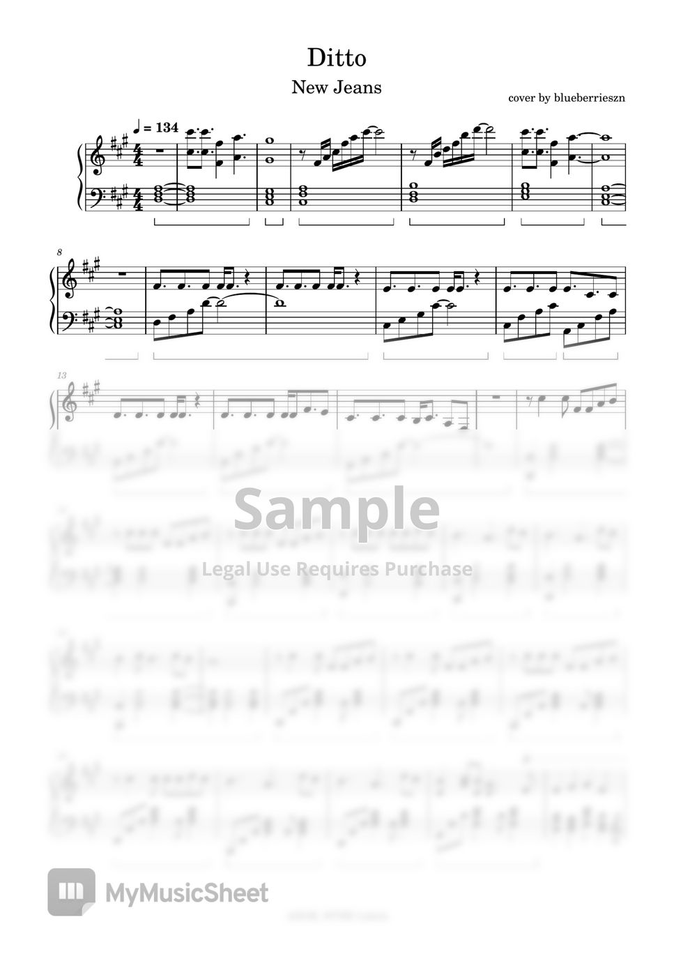 Ditto – New Jeans (뉴진스) Sheet music for Piano (Solo
