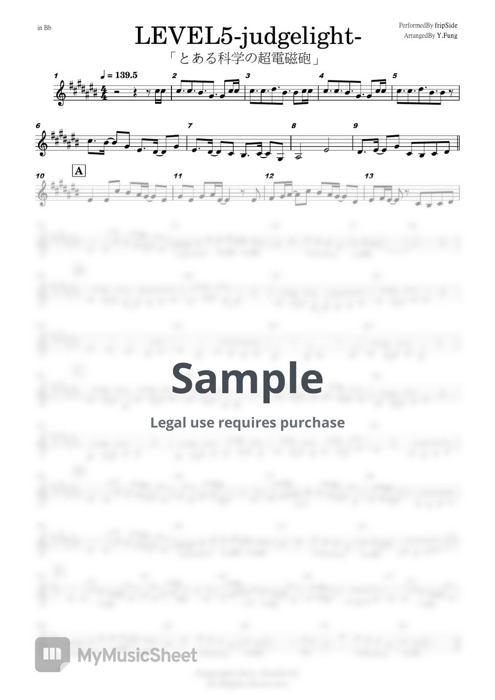 fripside - Level5 judgelight (C/ Bb/ F/ Eb Solo Sheet Music) by FungYip