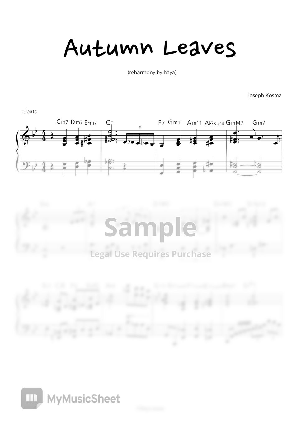 Joseph Kosma - Autumn leaves (reharmonization) by haya music