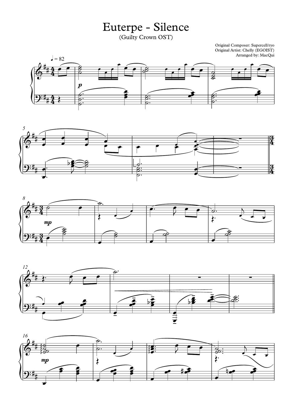 Ryo Supercell Euterpe Silence Sheets By MacQui