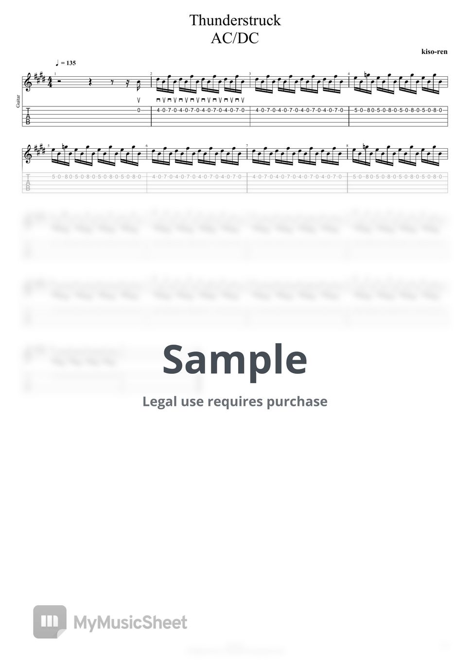 AC/DC - Thunderstruck - AC/DC Intro Guitar TAB 0:00~0:29 (TAB PDF ...