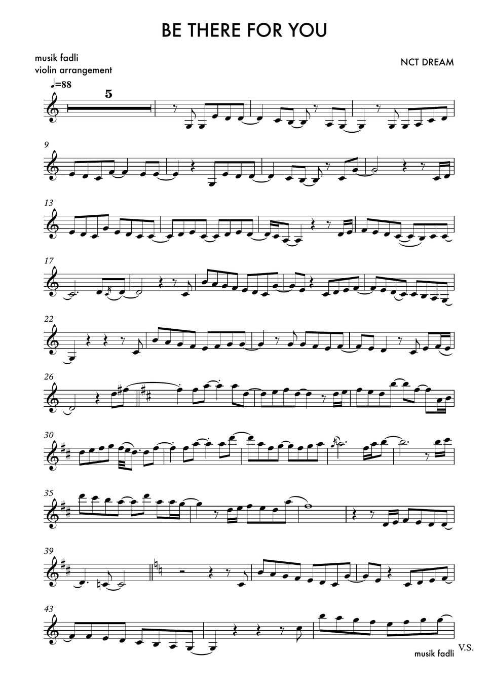 Nct dream be there for you violin sheets by musik fadli