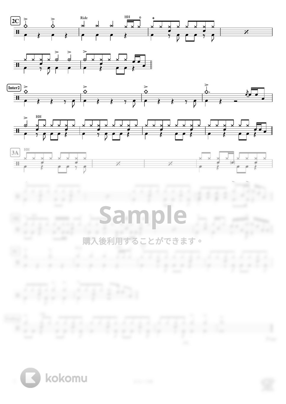 小林幸子 - おもいで酒 楽譜 by ドラムが好き！