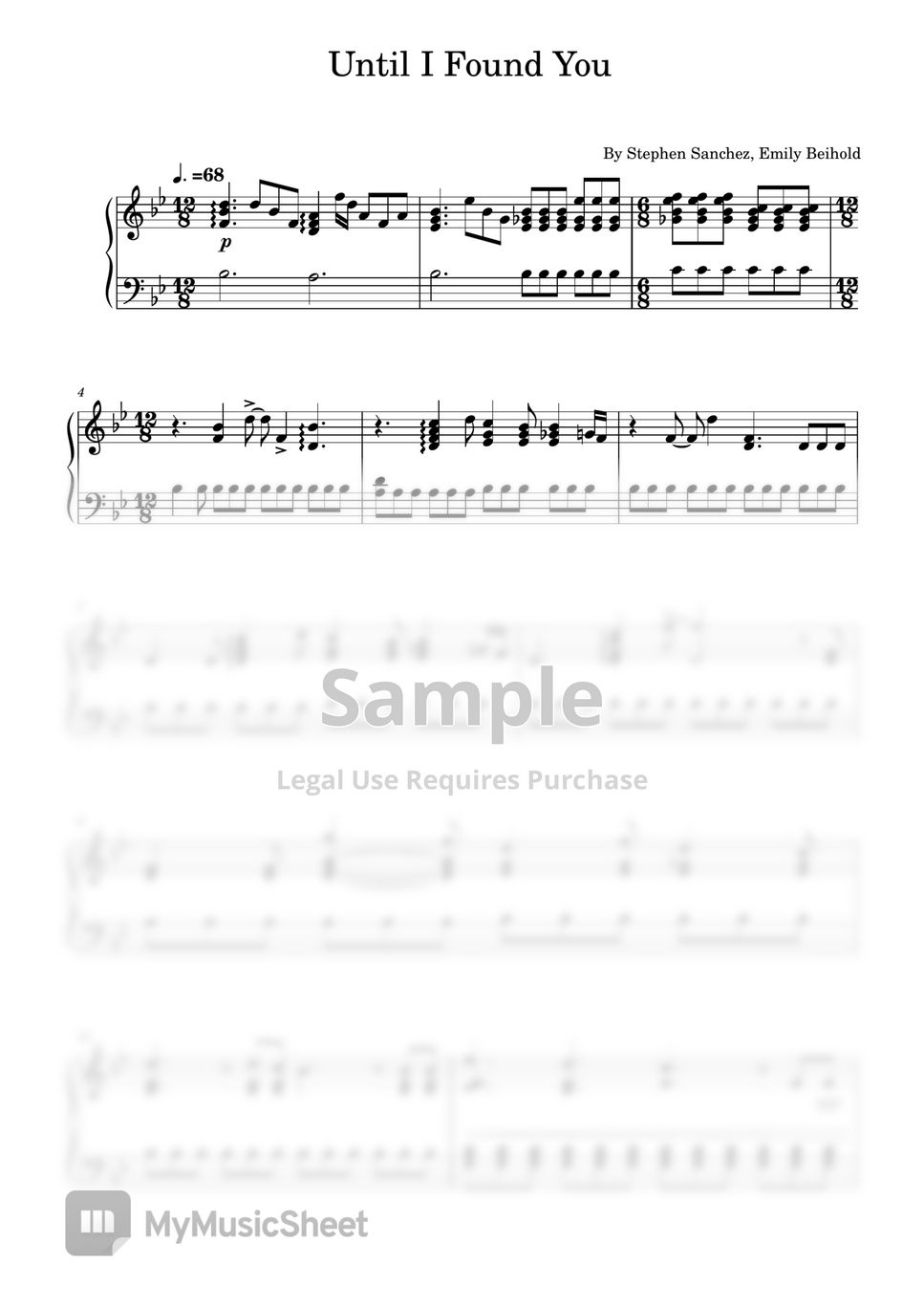 Stephen Sanchez, Emily Beihold - Until I Found You (Piano Solo Sheet Music,Stephen Sanchez) by poon