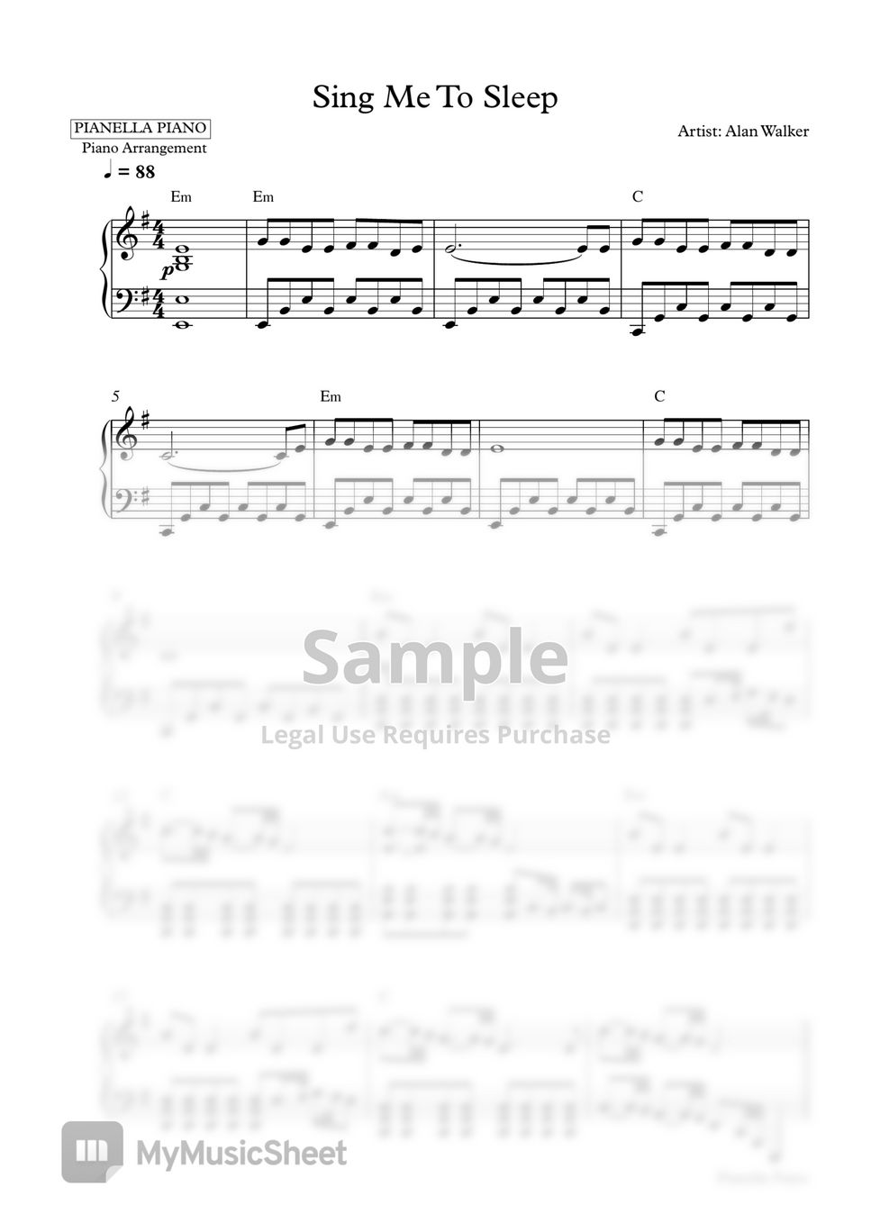 Alan Walker - Sing Me To Sleep (Piano Sheet) by Pianella Piano