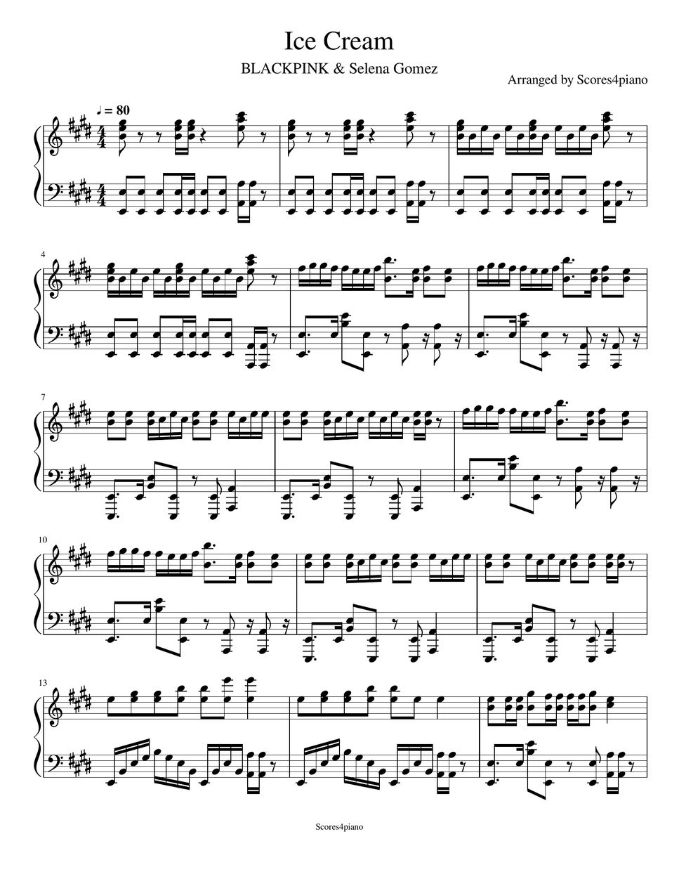 BLACKPINK & Selena Gomez Ice Cream Sheets by Scores4piano