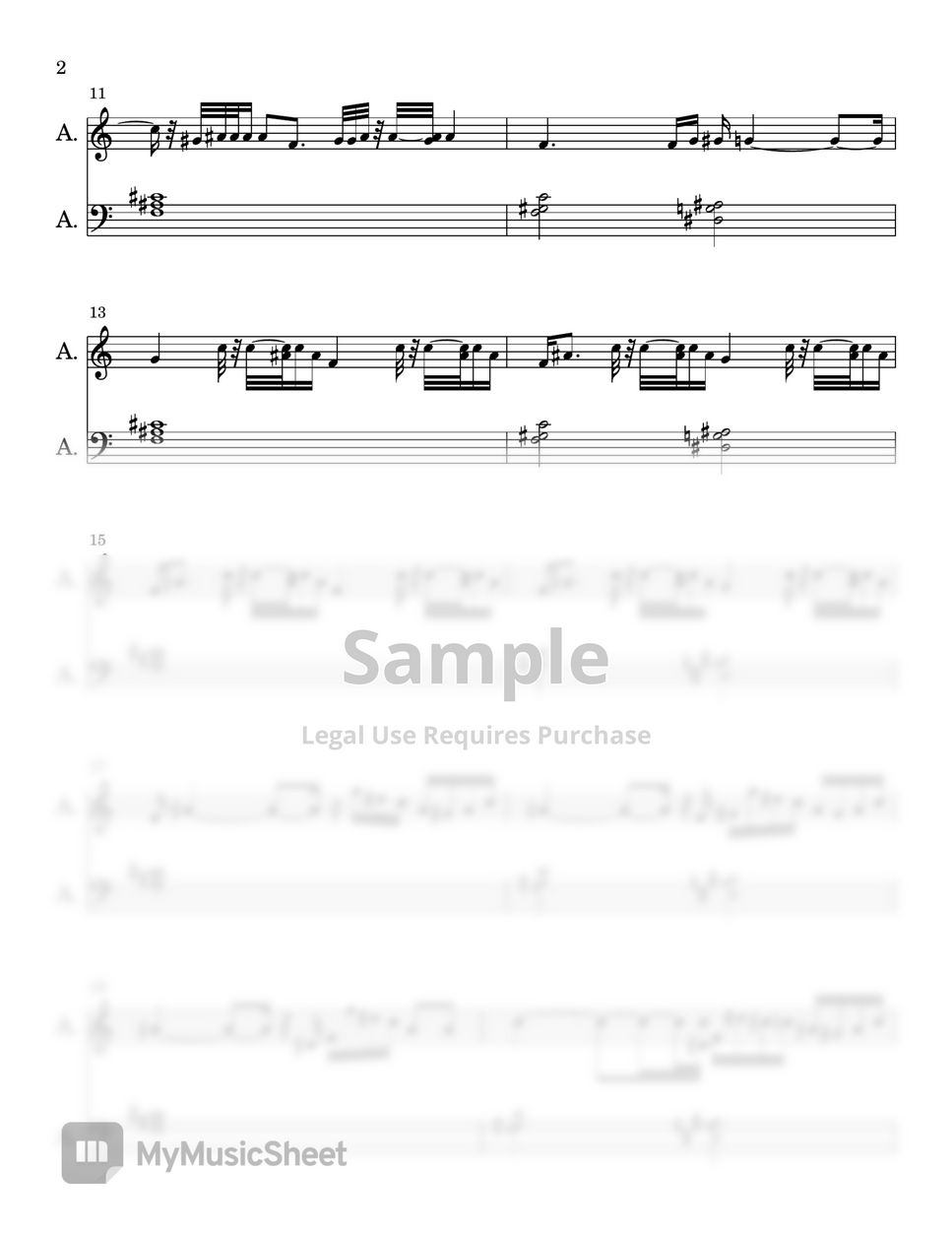 Elaine Risky Piano Sheet 악보 By Sa Piano 3465