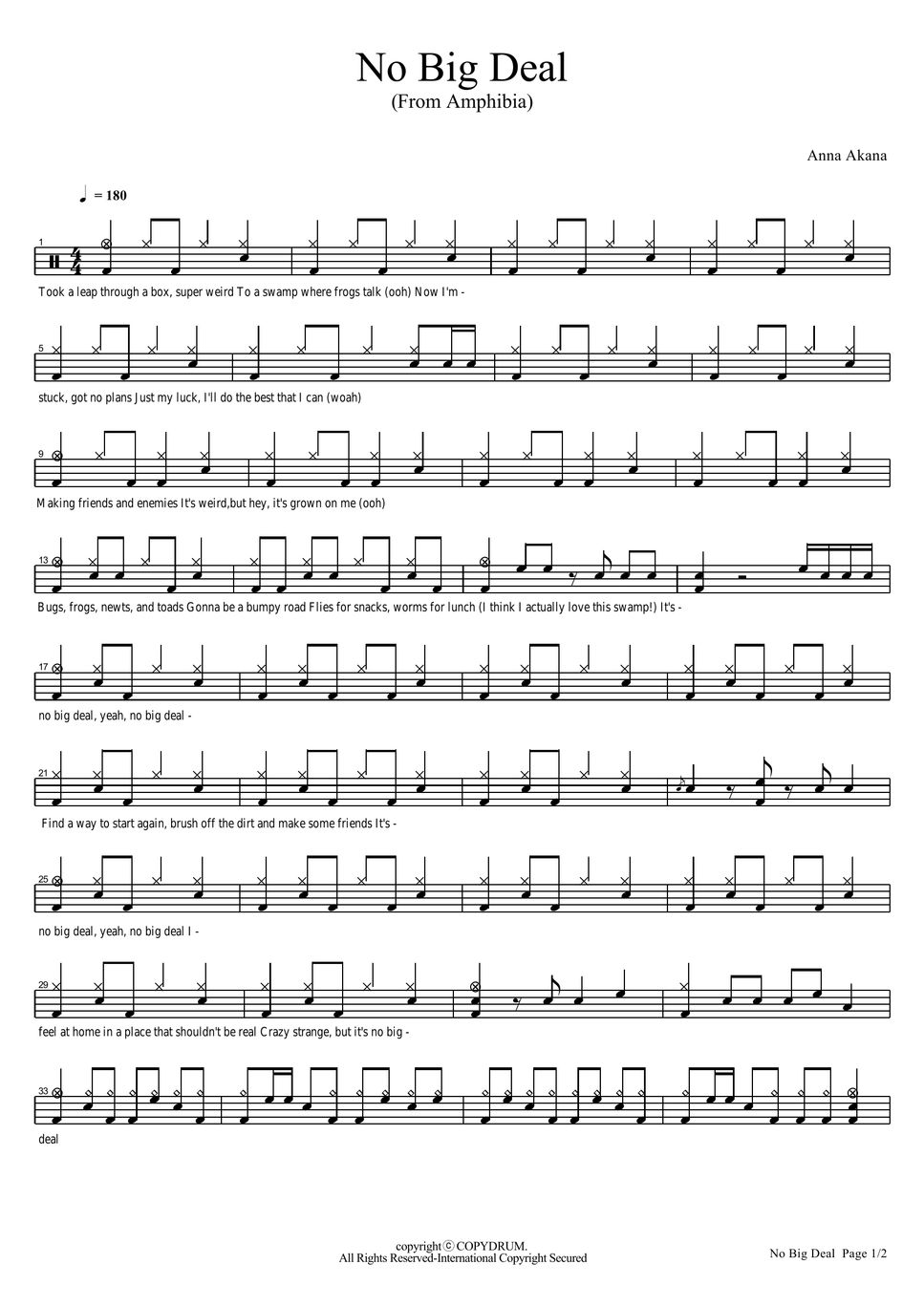 Anna Akana - No Big Deal (From Amphibia) Sheets by COPYDRUM