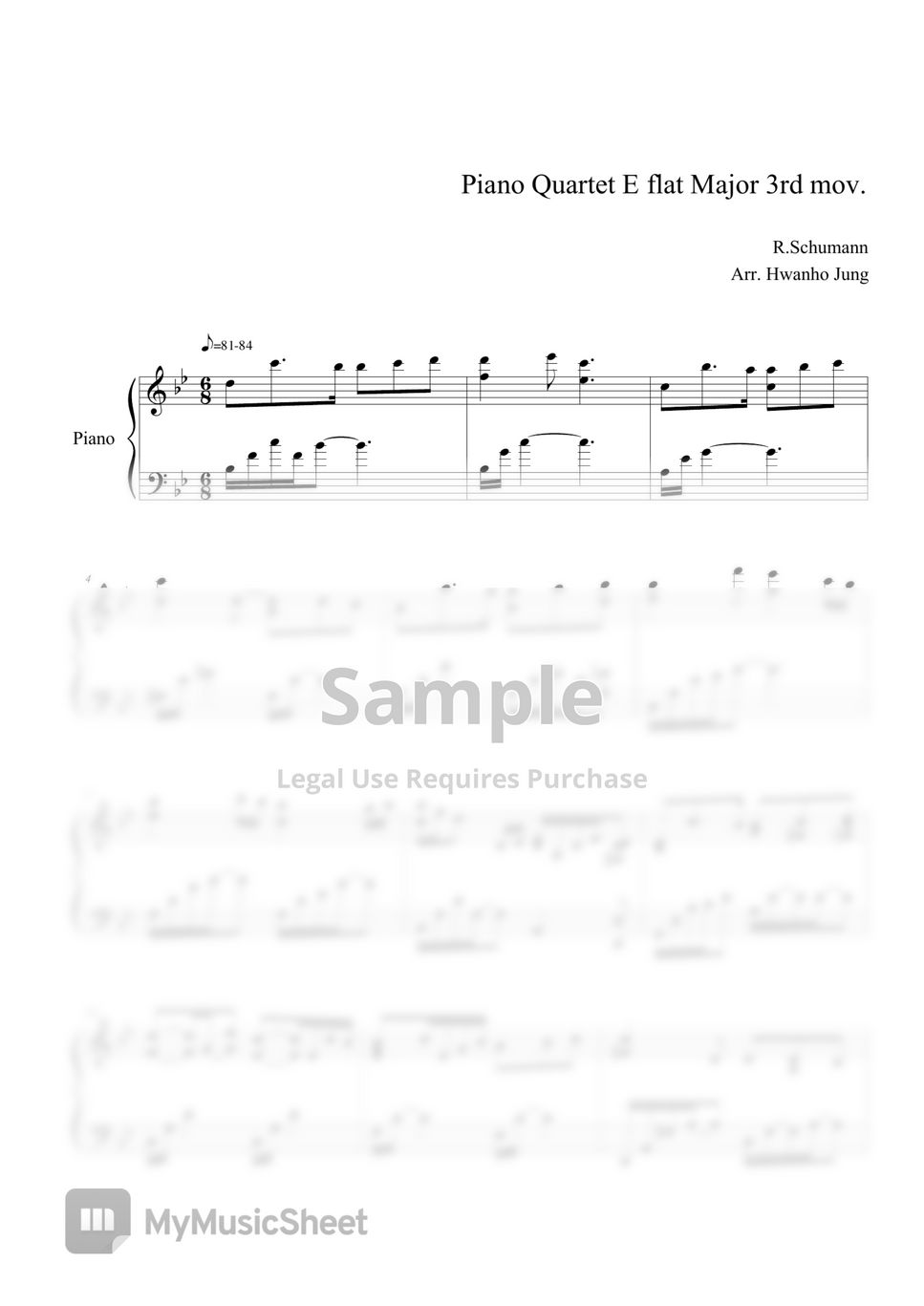 R.Schumann - Piano Quartet E flat Major 3rd mov. (Piano Arrangement) by Hwan ho Jung