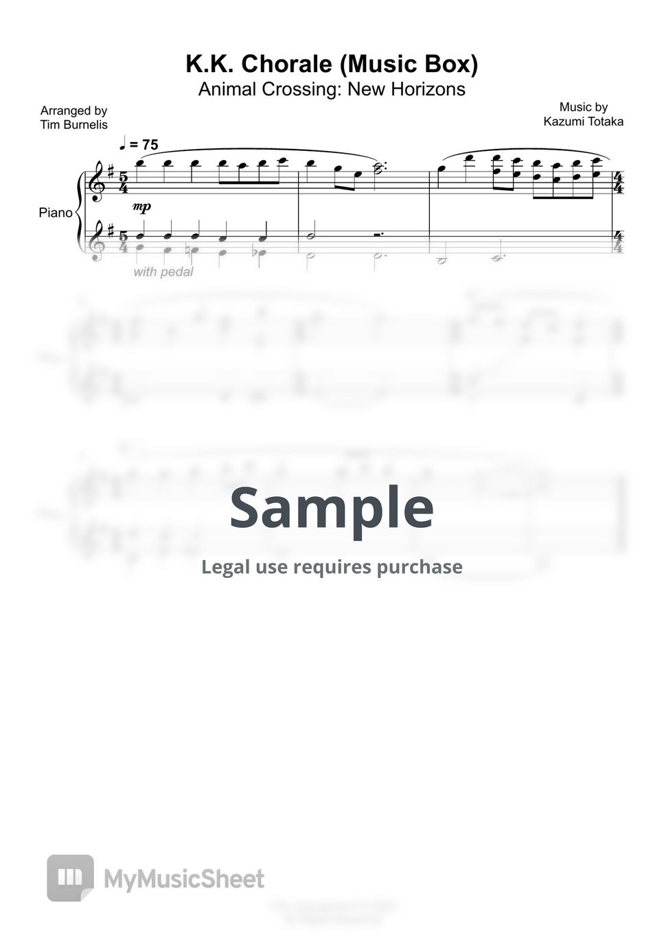 Animal Crossing New Horizons K.K. Chorale (Music Box) Sheets by Tim