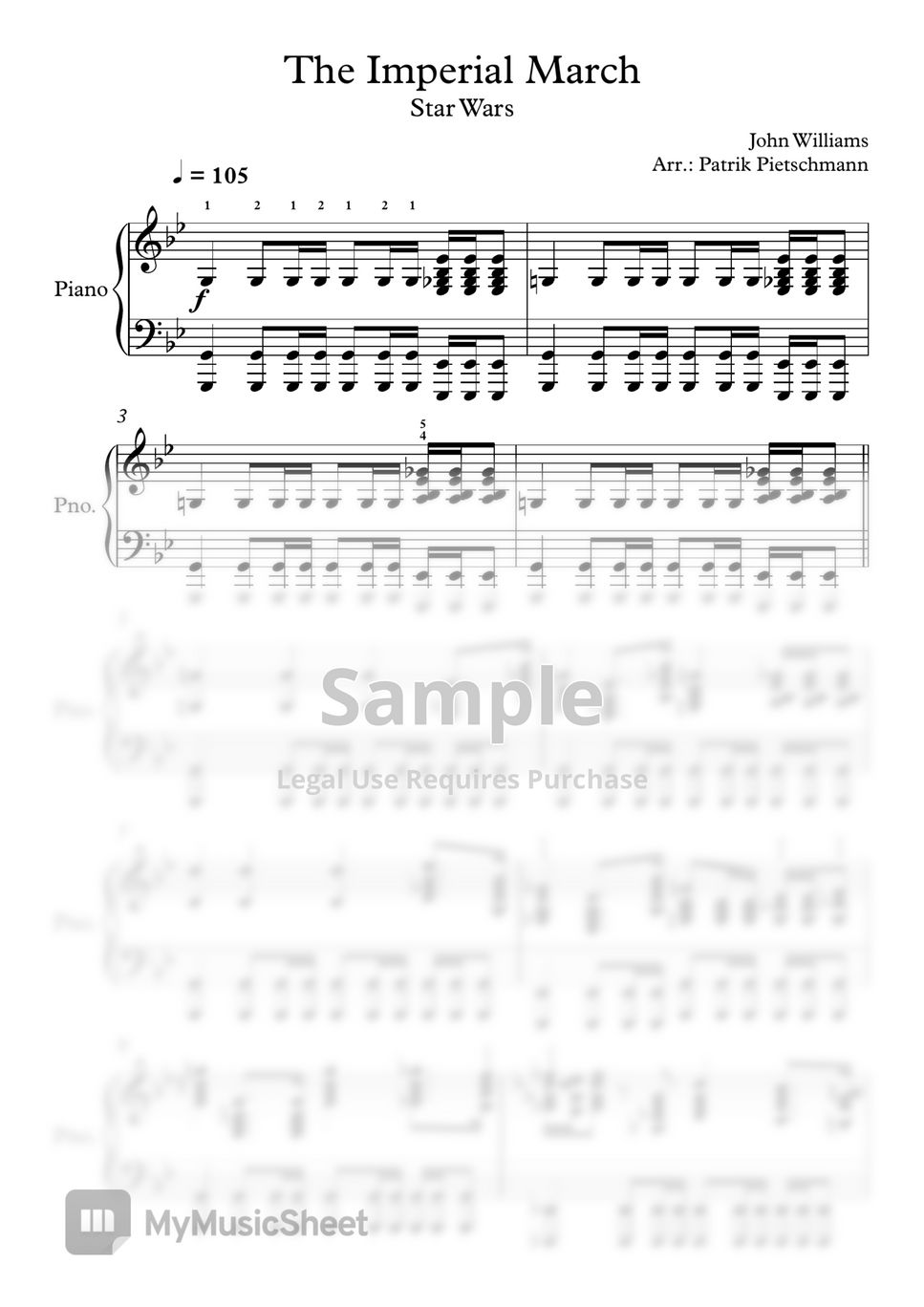 John williams the imperial march piano version sheets by patrik