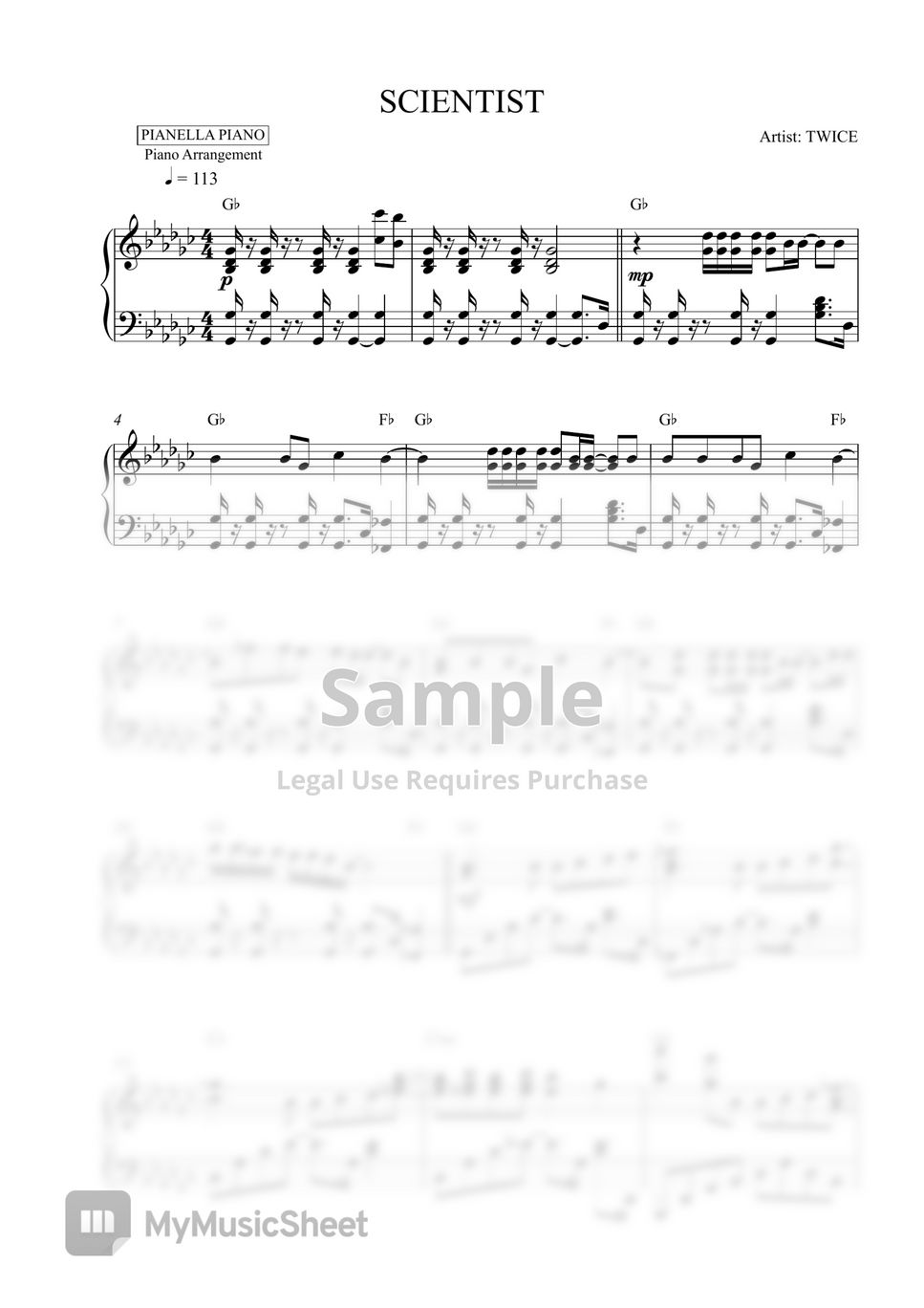 TWICE - SCIENTIST (2 PDF: Original Key Gb &amp; Easier Key G) by Pianella Piano