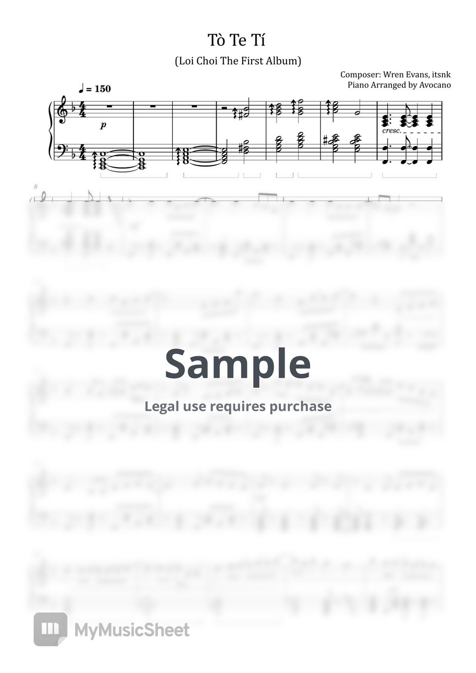 Wren Evans (ft. itsnk) Tò Te Tí Sheets by Avocano