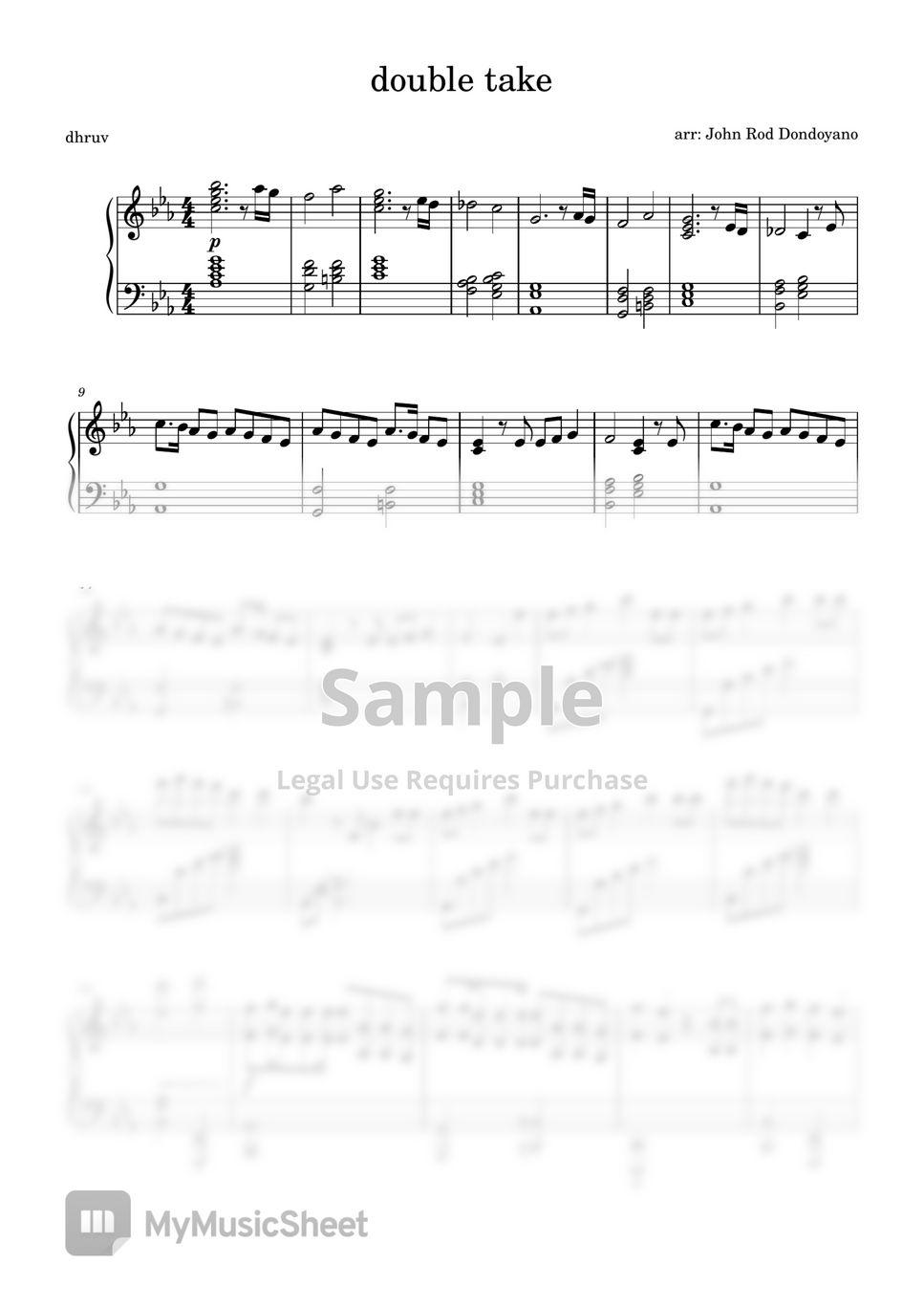 Double take – dhurv Sheet music for Piano (Solo) Easy