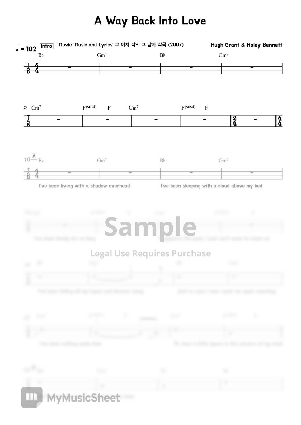 way back into love guitar chords