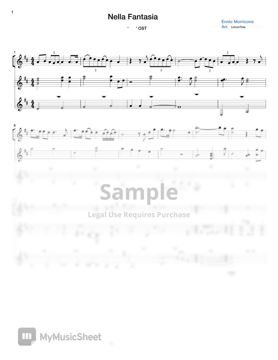 Ennio Morricone - Nella Fantasia (Guitar Trio) by LemonTree