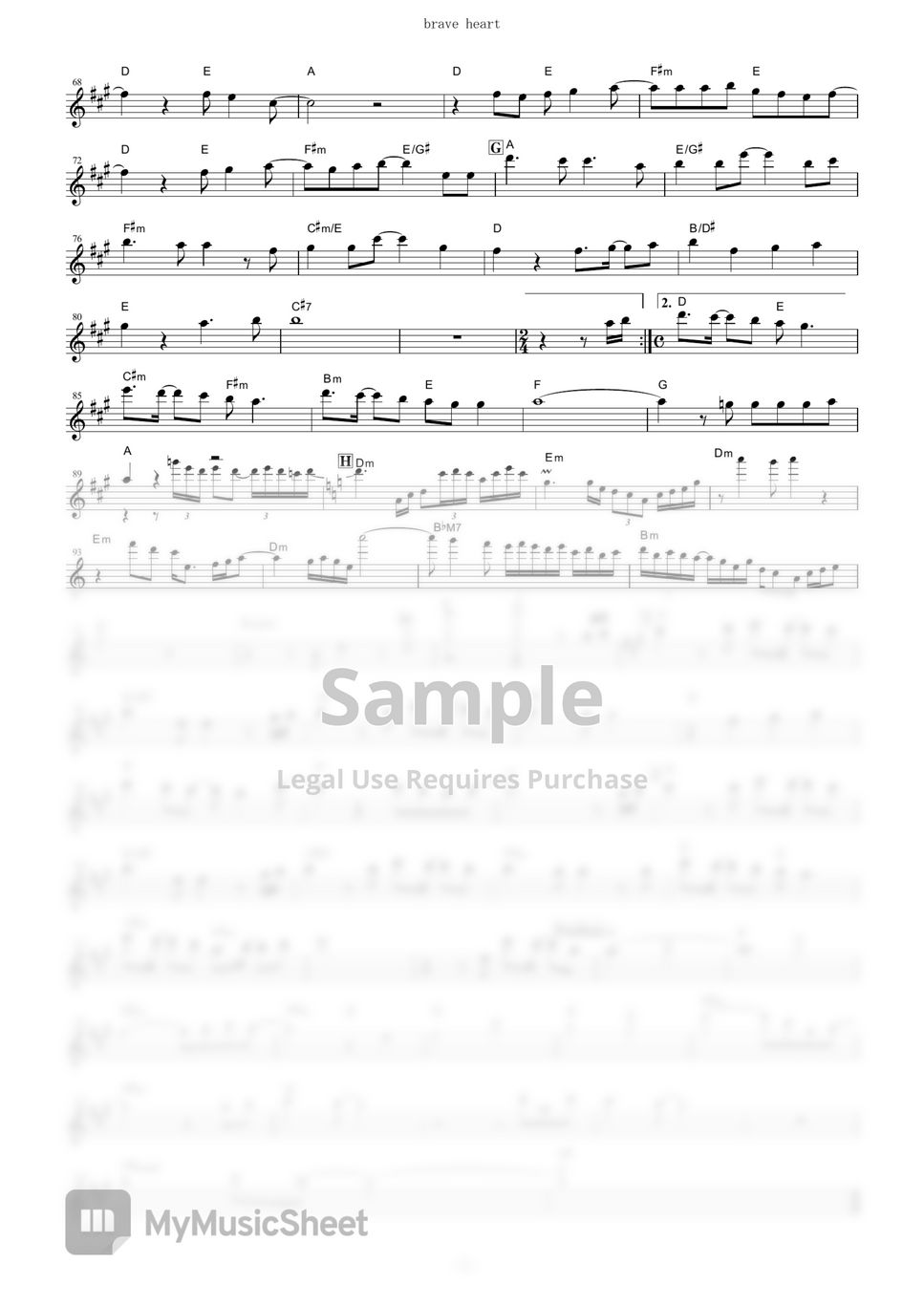 Ayumi Miyazaki brave heart (Digimon Digital Monsters / in Eb) Sheets