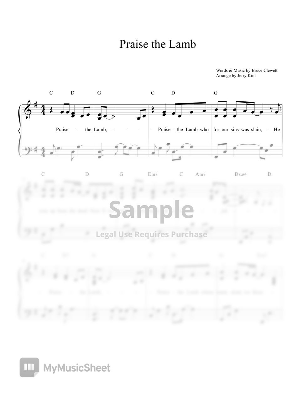 Bruce Clewett - Praise the Lamb (어린양 찬양) (G Key) by Jerry Kim (제리킴)