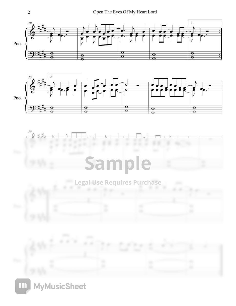 Paul baloche open the eyes of my heart lord medium piano by